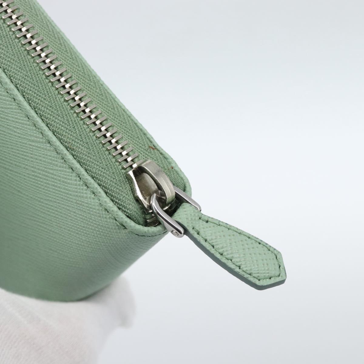 PRADA Ribbon Long Wallet Saffiano leather Green Silver Auth 182941SAM - Jerrillo image 8