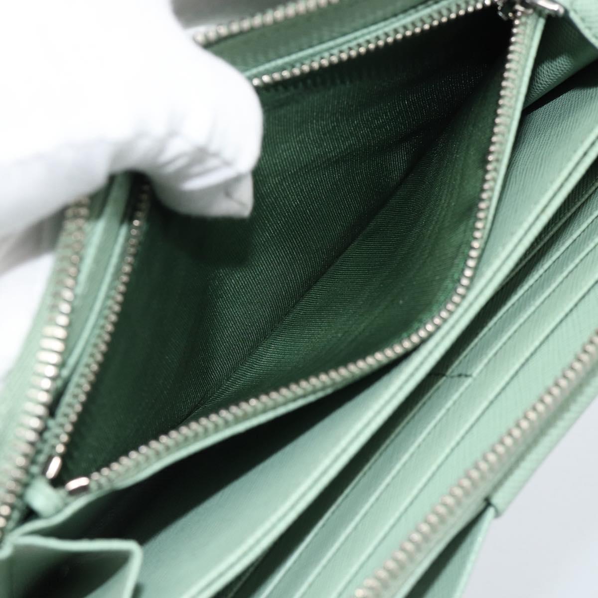 PRADA Ribbon Long Wallet Saffiano leather Green Silver Auth 182941SAM - Jerrillo image 10