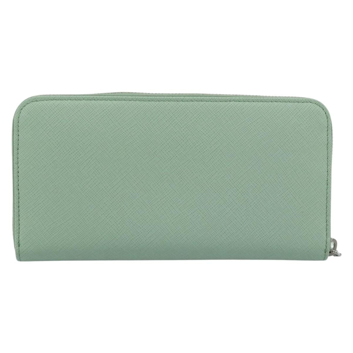 PRADA Ribbon Long Wallet Saffiano leather Green Silver Auth 182941SAM - Jerrillo image 2