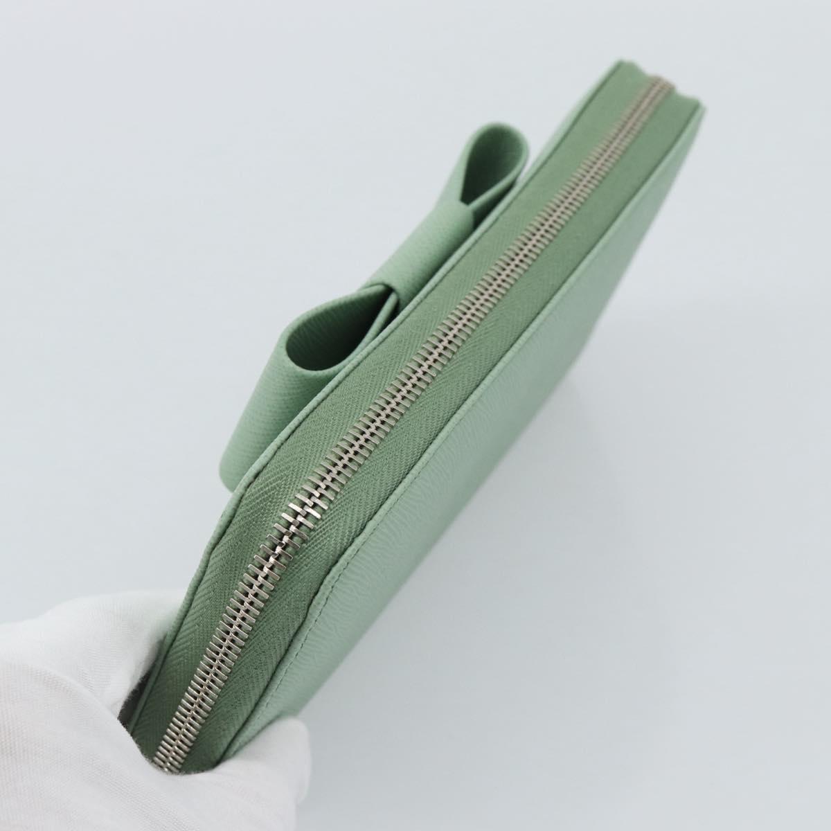 PRADA Ribbon Long Wallet Saffiano leather Green Silver Auth 182941SAM - Jerrillo image 5