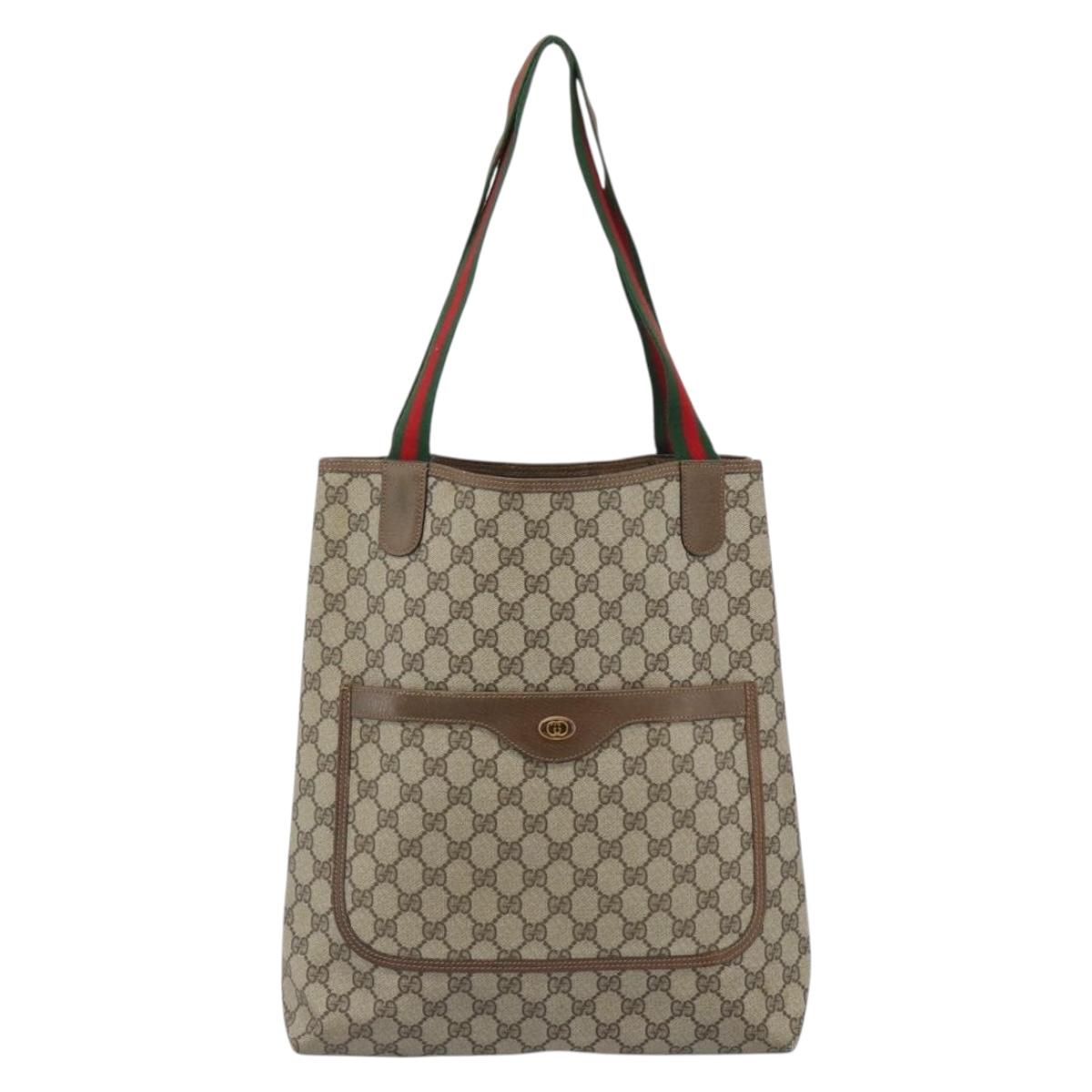 GUCCI GG Supreme Web Sherry Line Tote Bag PVC Beige Red 39 02 003 Auth 182963 - Jerrillo image 2