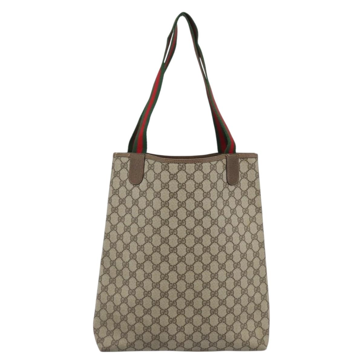 GUCCI GG Supreme Web Sherry Line Tote Bag PVC Beige Red 39 02 003 Auth 182963 - Jerrillo image 3