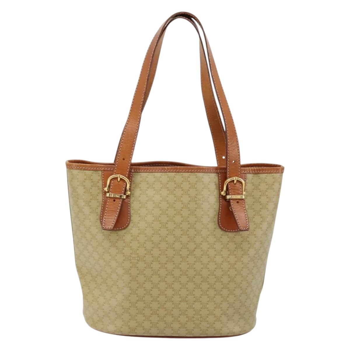 CELINE Macadam Canvas Tote Bag PVC Beige Gold Auth 183002 - Jerrillo image 2