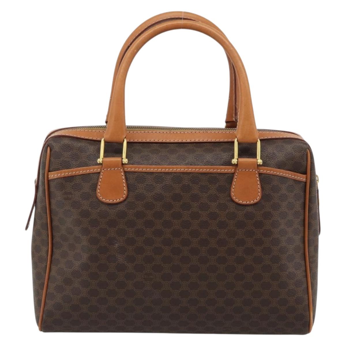 CELINE Macadam Canvas Boston Bag PVC Leather Brown Gold Auth 183015A - Jerrillo image 3