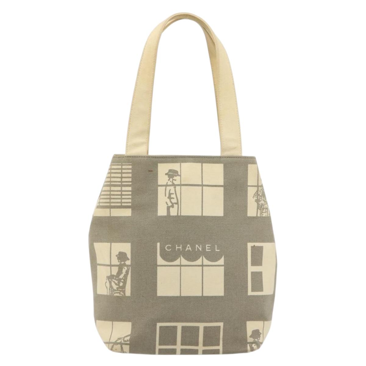 CHANEL Window line Tote Bag Canvas Beige Gold CC Auth 183024 - Jerrillo image 2