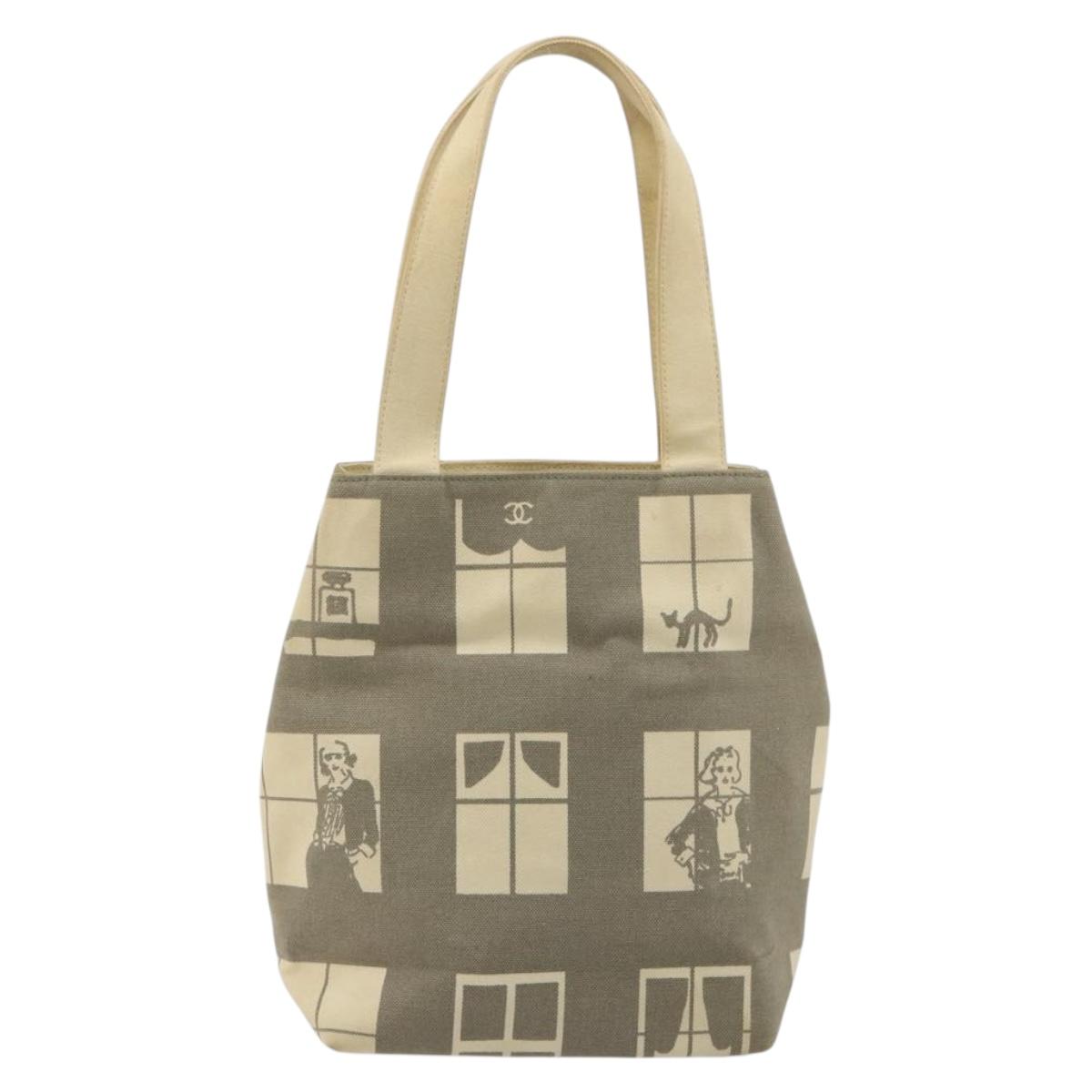 CHANEL Window line Tote Bag Canvas Beige Gold CC Auth 183024 - Jerrillo image 3