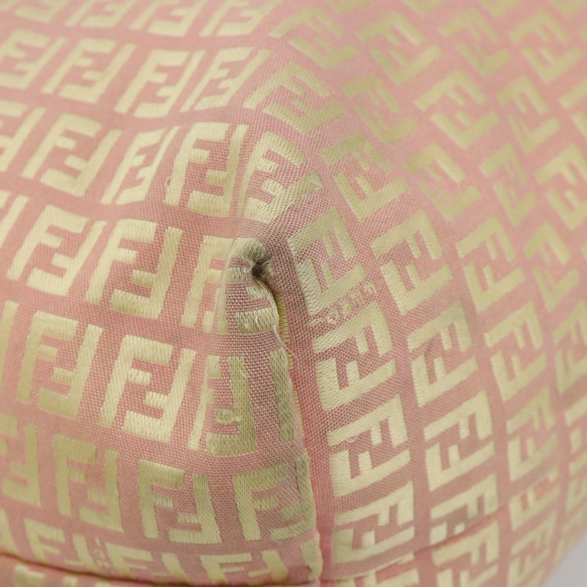 FENDI Zucchino Canvas Tote Bag Pink Gold Auth 183038A - Jerrillo image 10