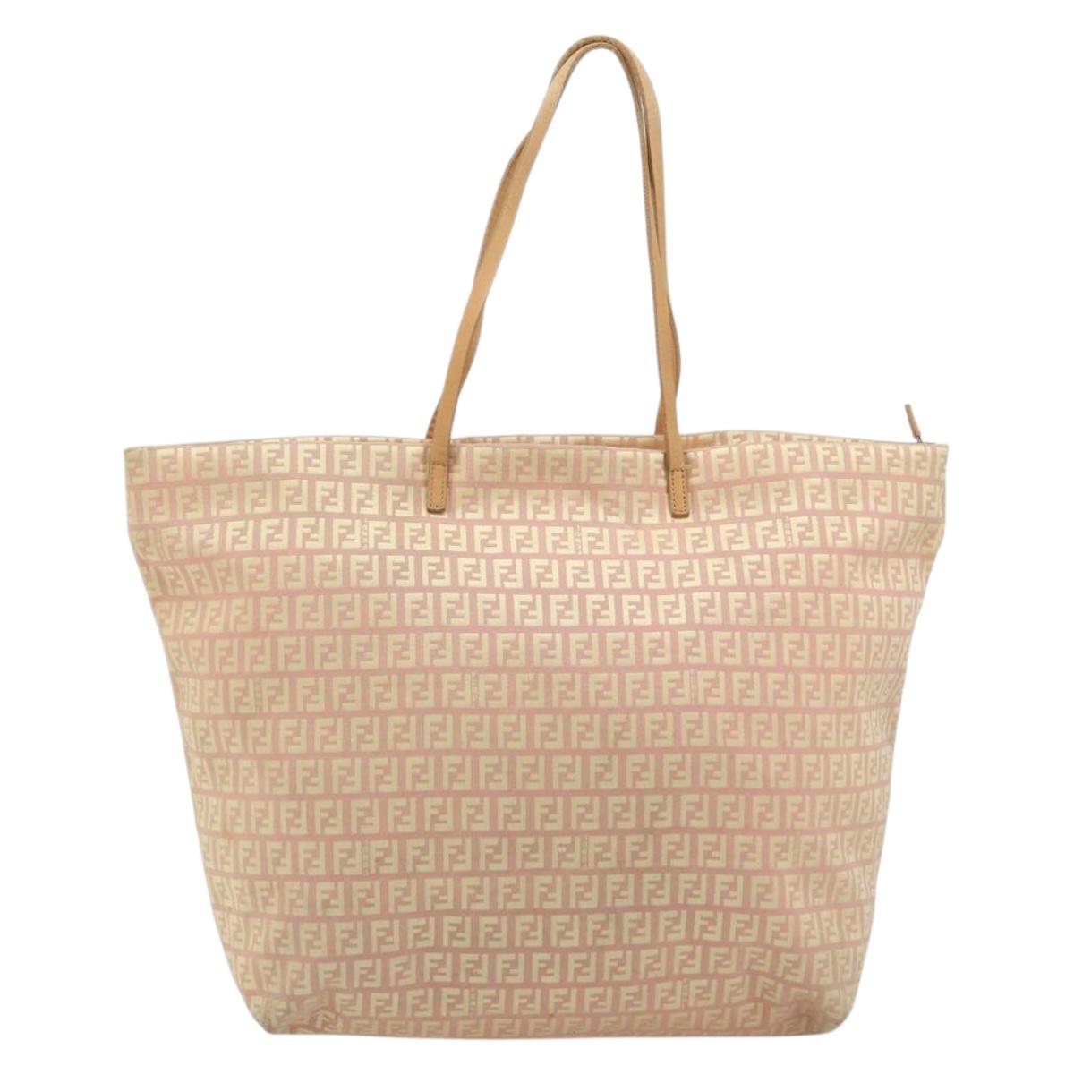 FENDI Zucchino Canvas Tote Bag Pink Gold Auth 183038A - Jerrillo image 2