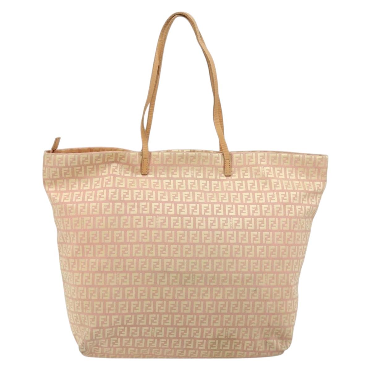 FENDI Zucchino Canvas Tote Bag Pink Gold Auth 183038A - Jerrillo image 3