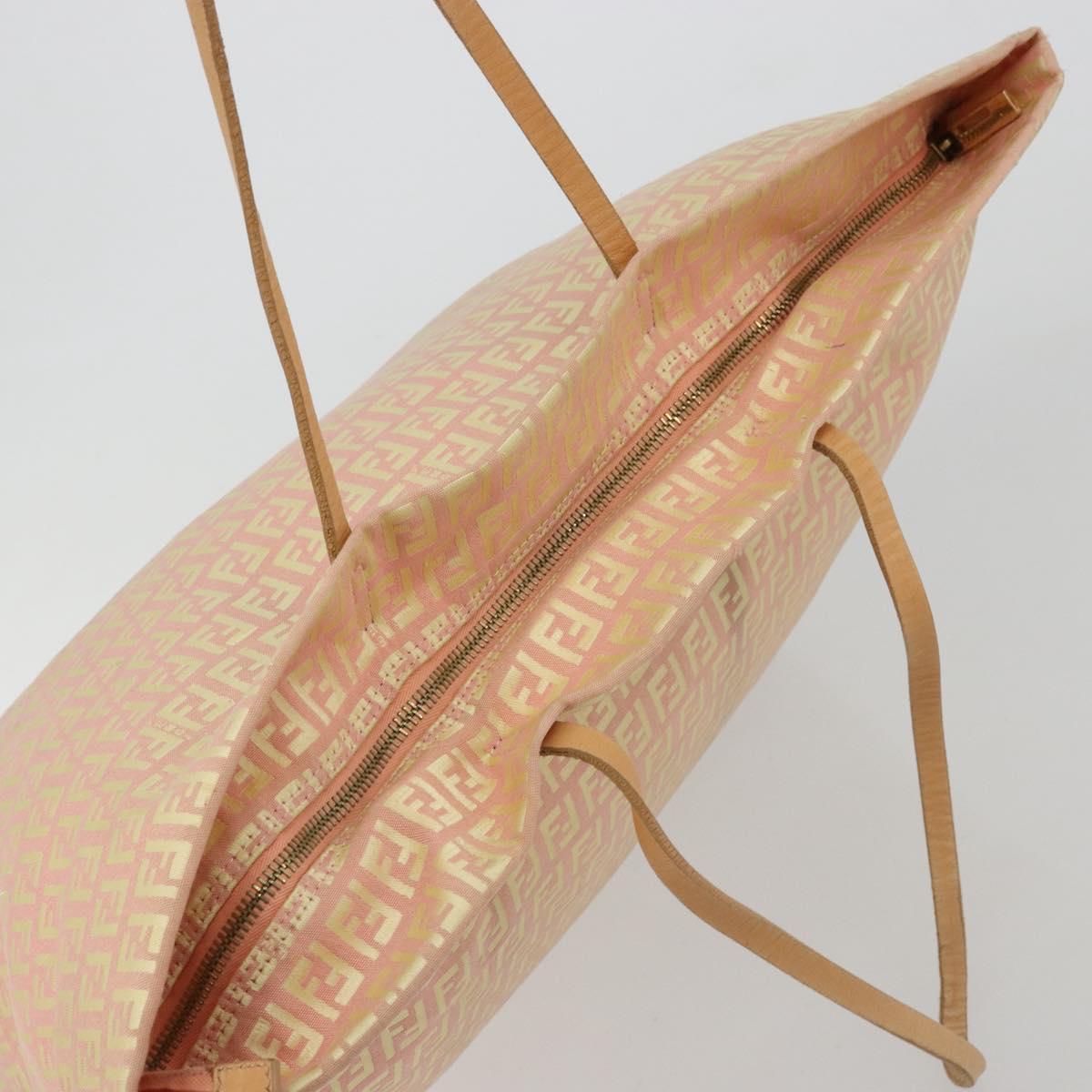 FENDI Zucchino Canvas Tote Bag Pink Gold Auth 183038A - Jerrillo image 6