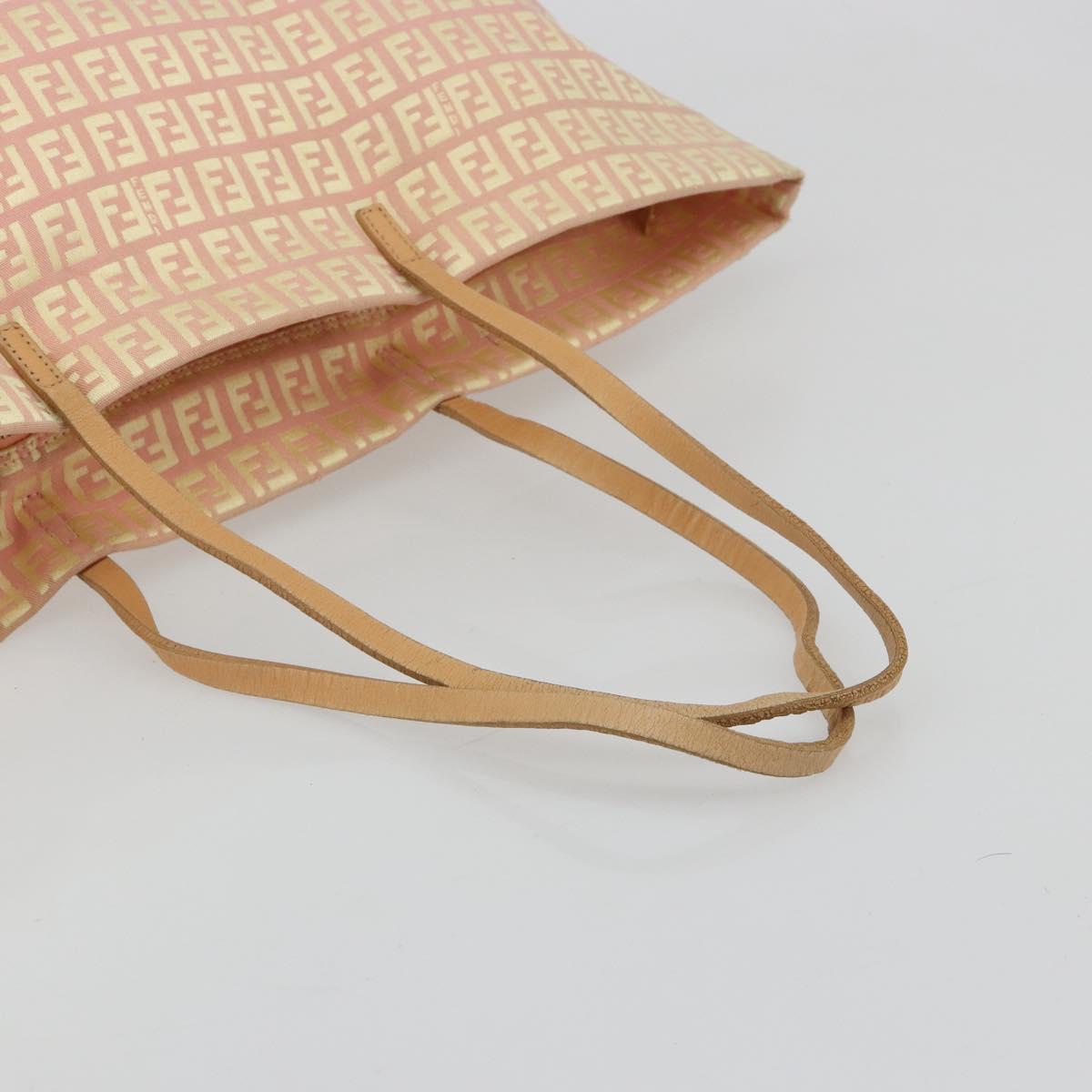 FENDI Zucchino Canvas Tote Bag Pink Gold Auth 183038A - Jerrillo image 7