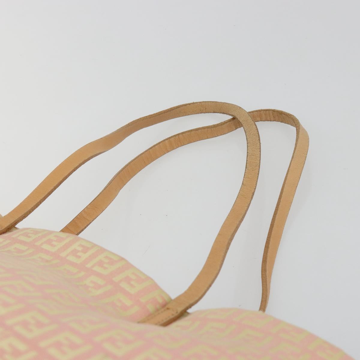 FENDI Zucchino Canvas Tote Bag Pink Gold Auth 183038A - Jerrillo image 8