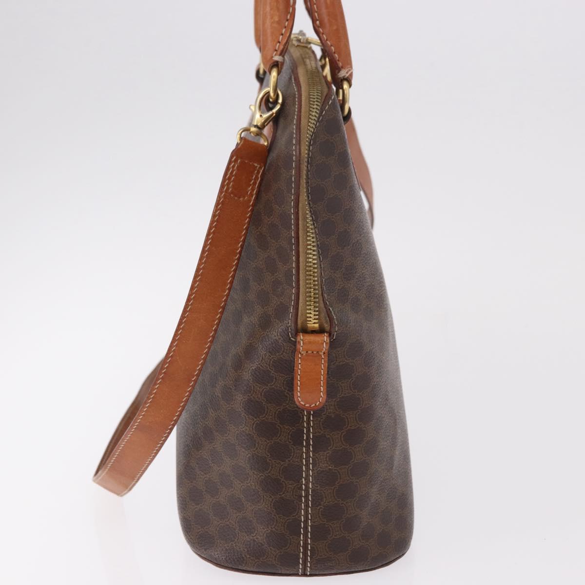 CELINE Macadam Canvas Hand Bag PVC Leather 2way Brown Gold Auth 183047 - Jerrillo image 4