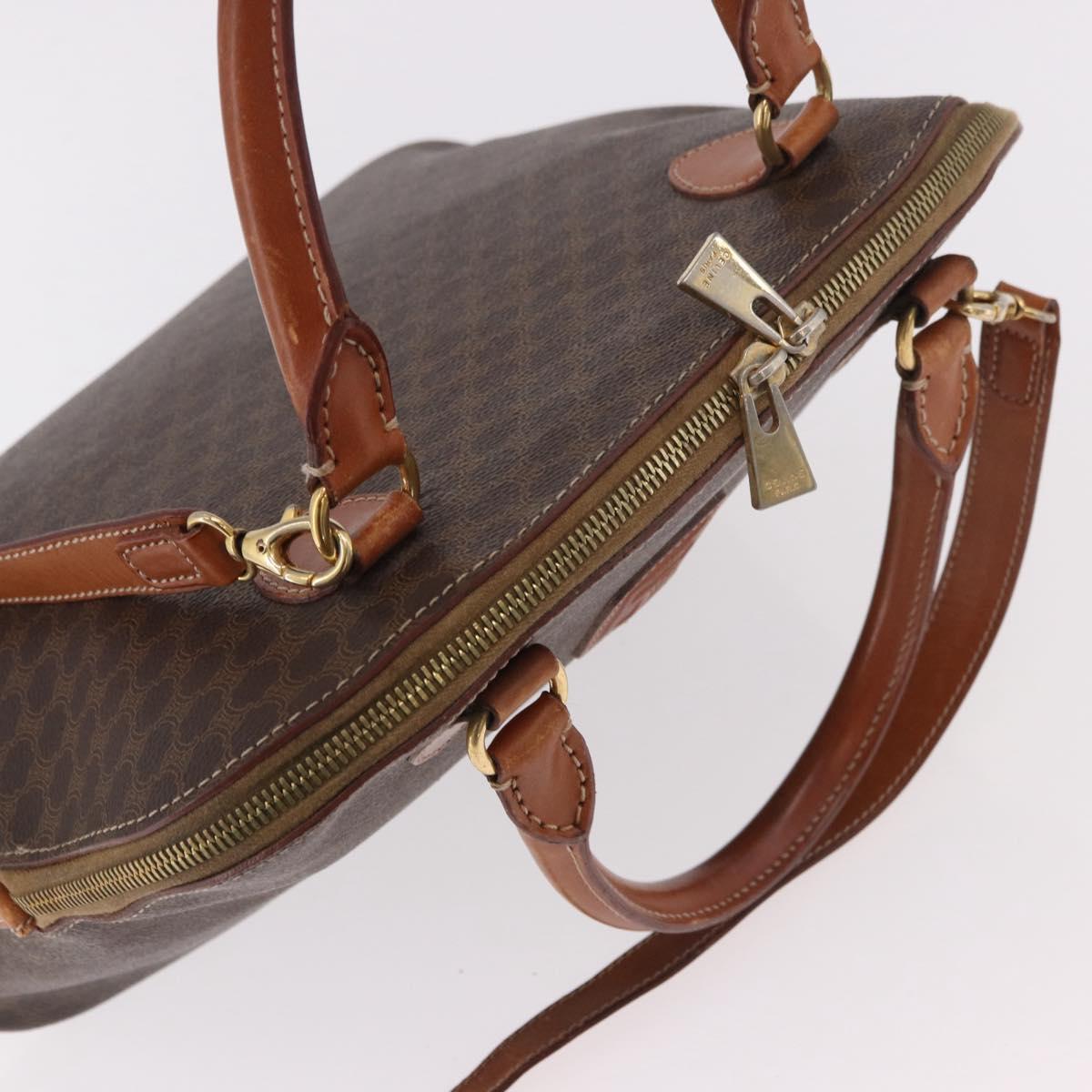 CELINE Macadam Canvas Hand Bag PVC Leather 2way Brown Gold Auth 183047 - Jerrillo image 6