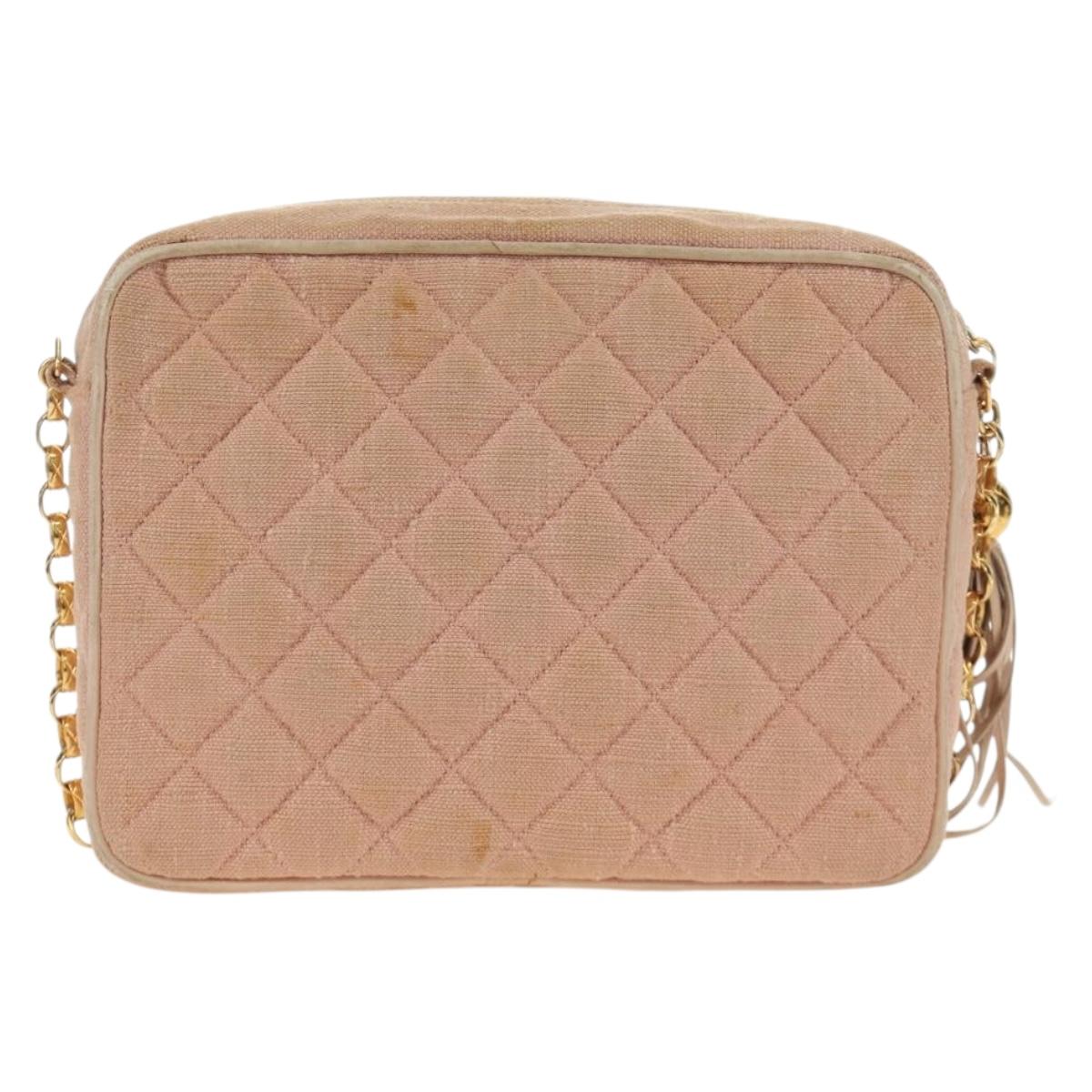 CHANEL Matelasse Chain Shoulder Bag Canvas Pink Gold CC Auth 183065M - Jerrillo image 2