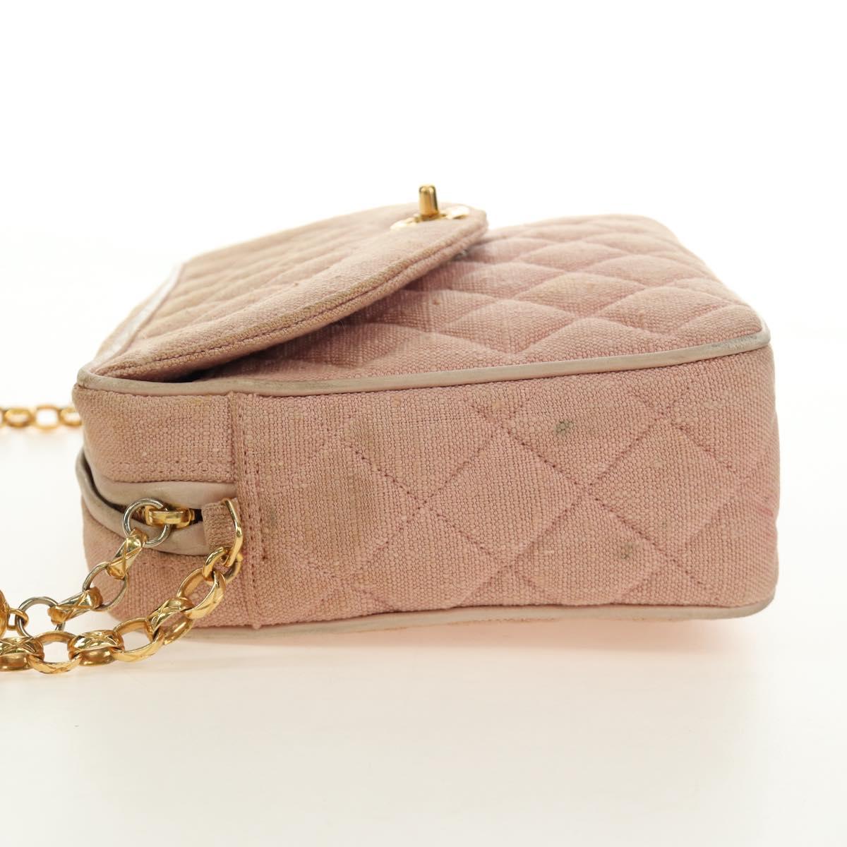 CHANEL Matelasse Chain Shoulder Bag Canvas Pink Gold CC Auth 183065M - Jerrillo image 4