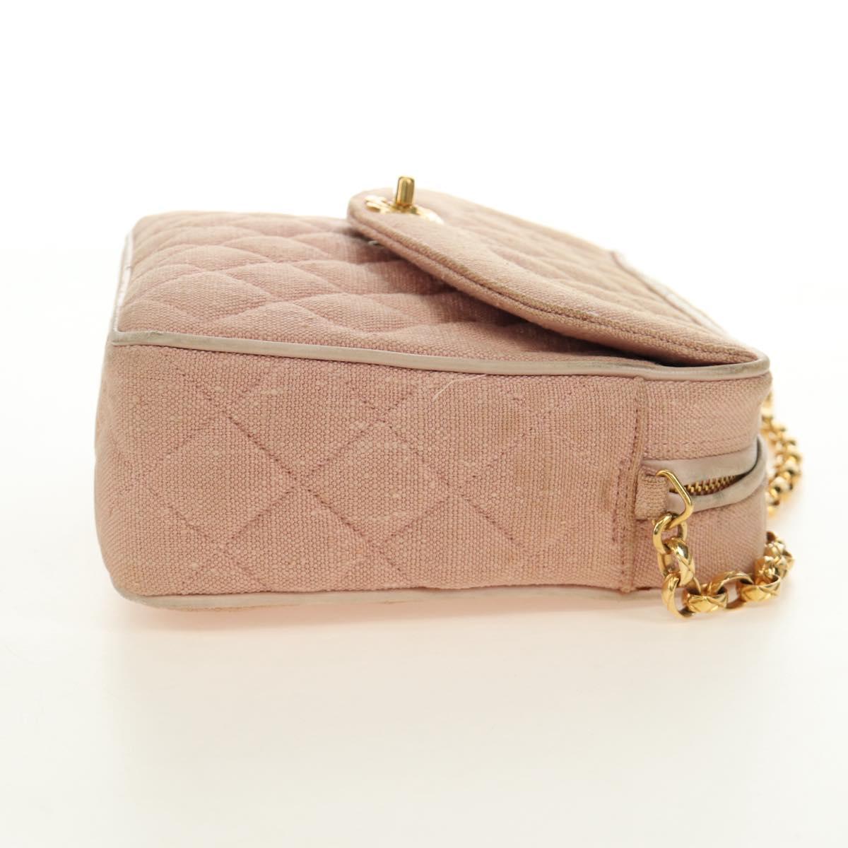 CHANEL Matelasse Chain Shoulder Bag Canvas Pink Gold CC Auth 183065M - Jerrillo image 6