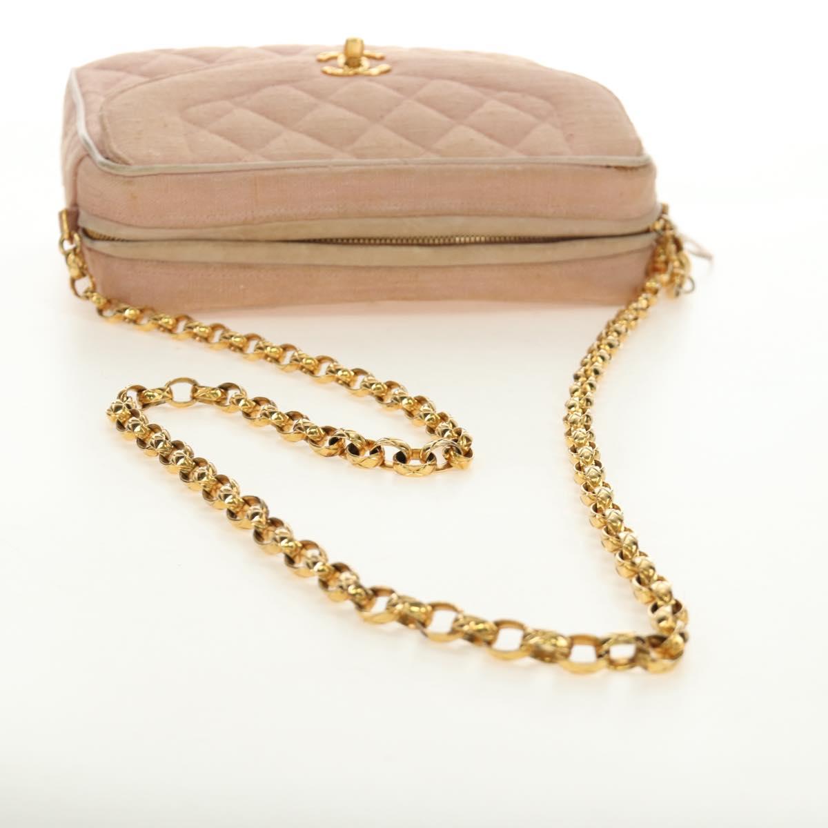 CHANEL Matelasse Chain Shoulder Bag Canvas Pink Gold CC Auth 183065M - Jerrillo image 8