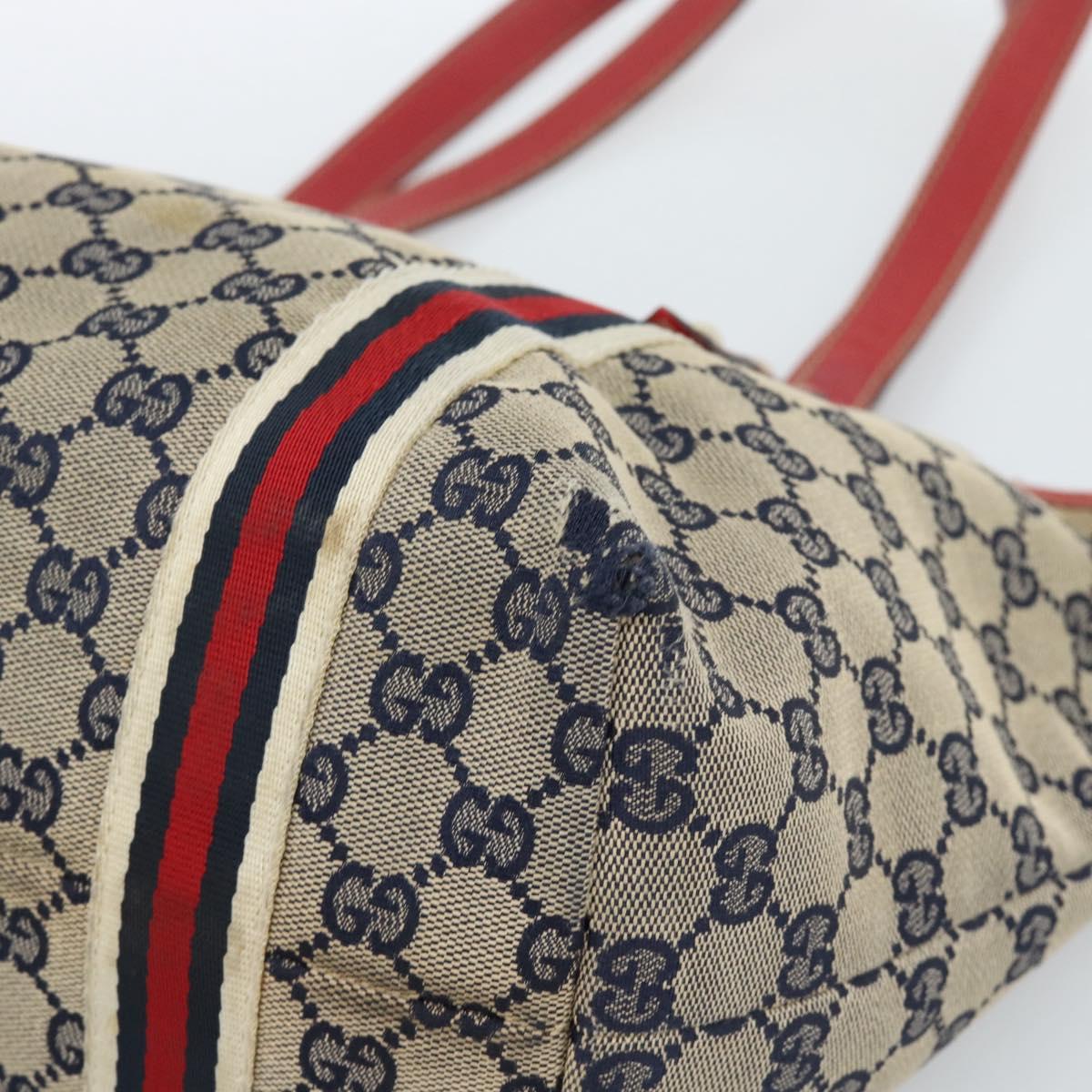 GUCCI GG Canvas Sherry Line Tote Bag Navy Gold 137396 Auth 183069 - Jerrillo image 10