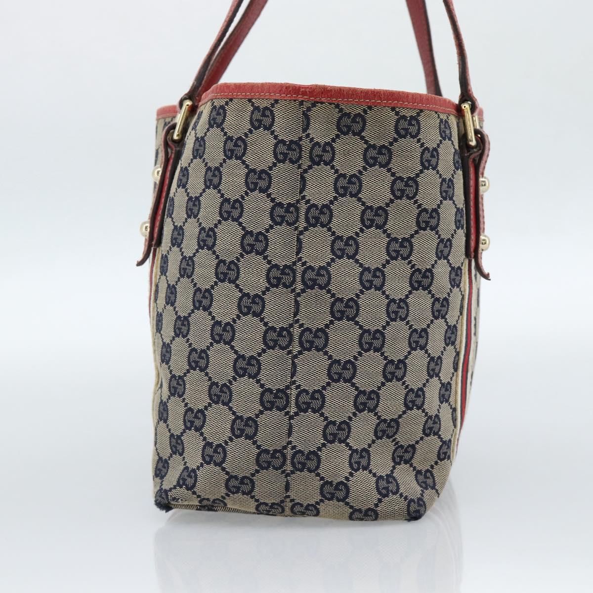 GUCCI GG Canvas Sherry Line Tote Bag Navy Gold 137396 Auth 183069 - Jerrillo image 5