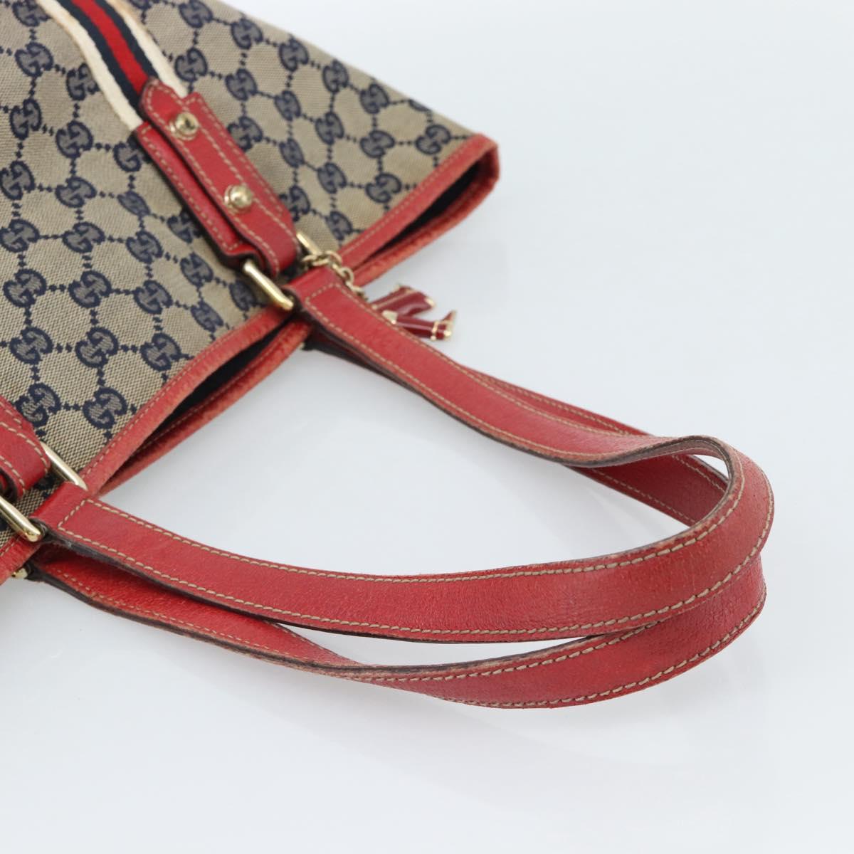 GUCCI GG Canvas Sherry Line Tote Bag Navy Gold 137396 Auth 183069 - Jerrillo image 7