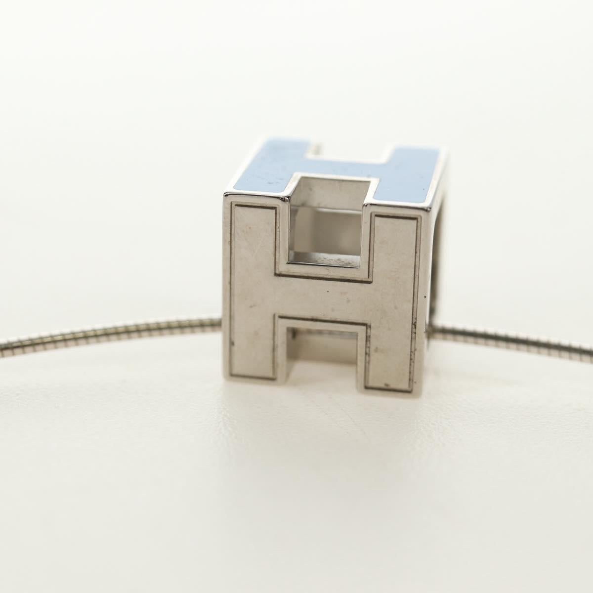 HERMES Cage De H H Cube Necklace metal Silver Auth 183125V - Jerrillo image 9