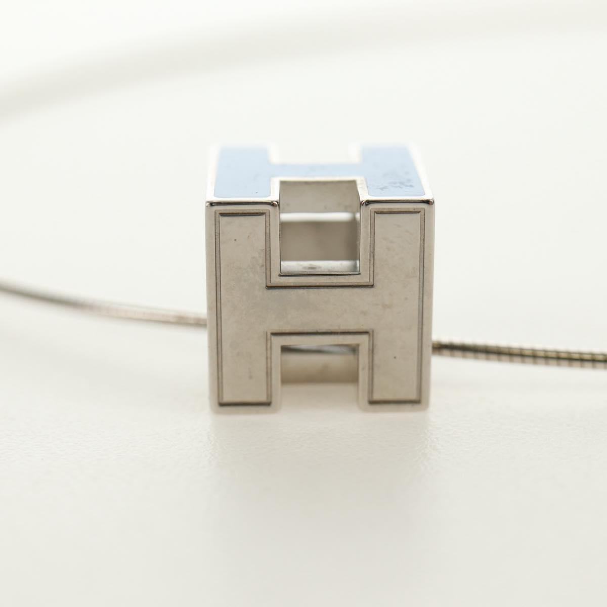 HERMES Cage De H H Cube Necklace metal Silver Auth 183125V - Jerrillo image 10
