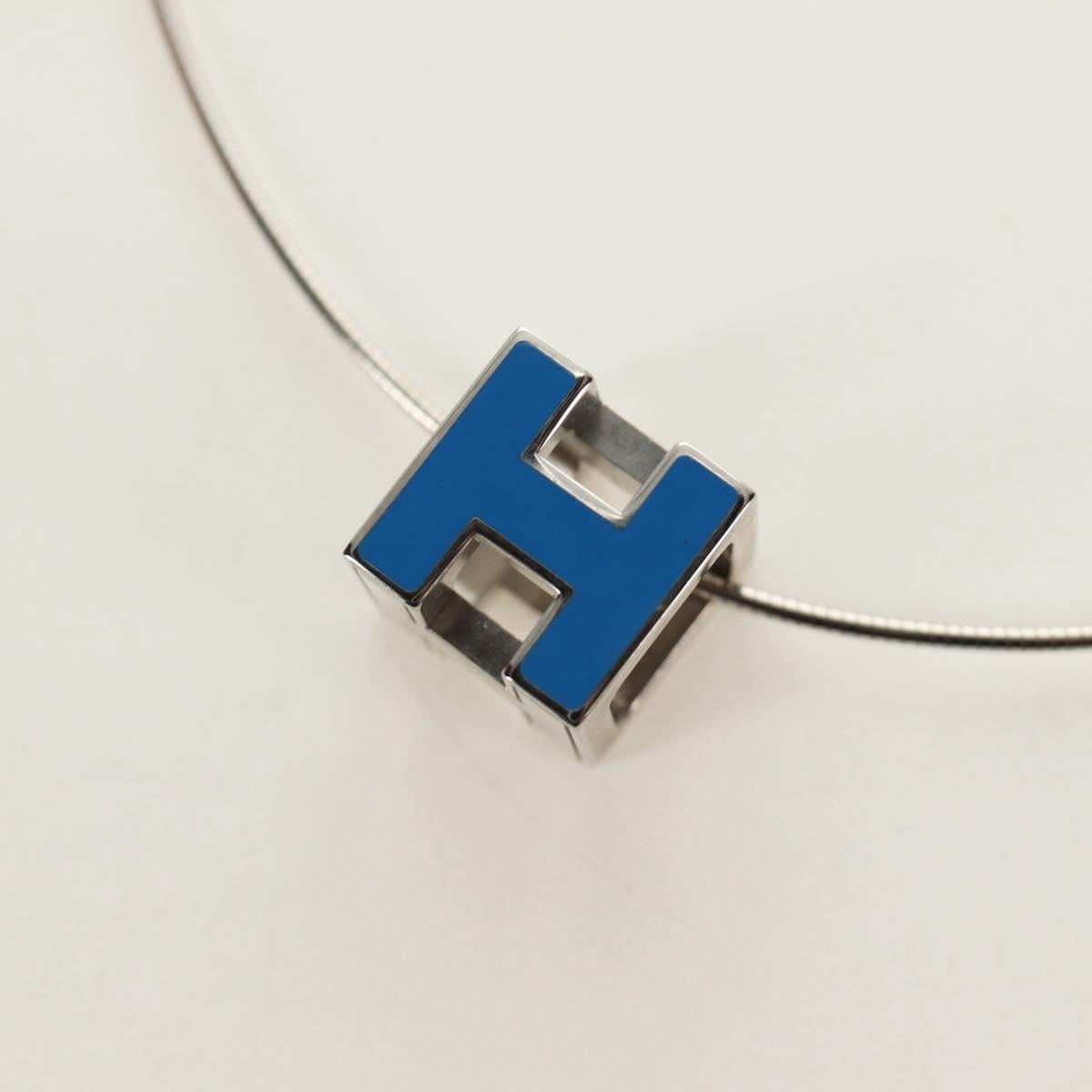 HERMES Cage De H H Cube Necklace metal Silver Auth 183125V - Jerrillo image 2