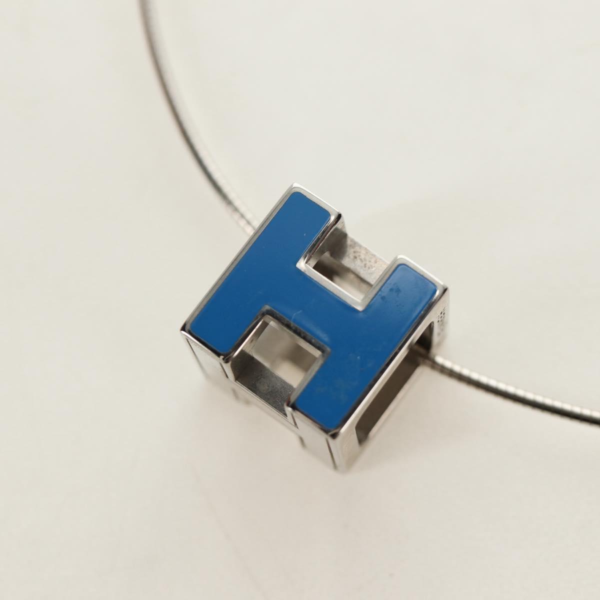 HERMES Cage De H H Cube Necklace metal Silver Auth 183125V - Jerrillo image 5