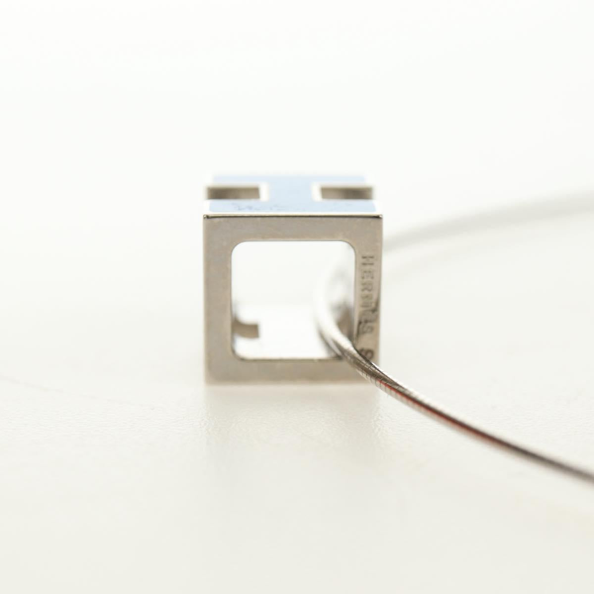 HERMES Cage De H H Cube Necklace metal Silver Auth 183125V - Jerrillo image 7