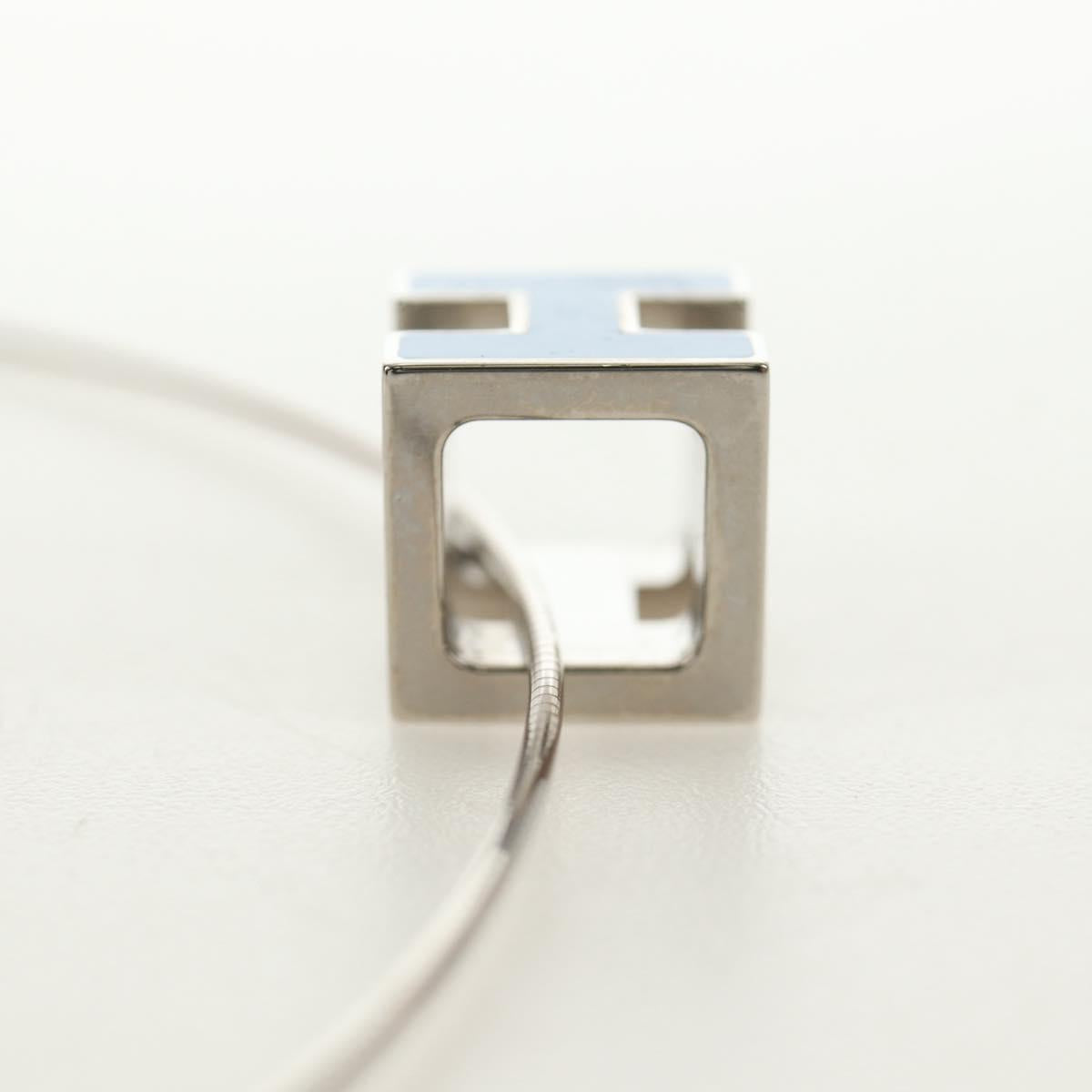 HERMES Cage De H H Cube Necklace metal Silver Auth 183125V - Jerrillo image 8