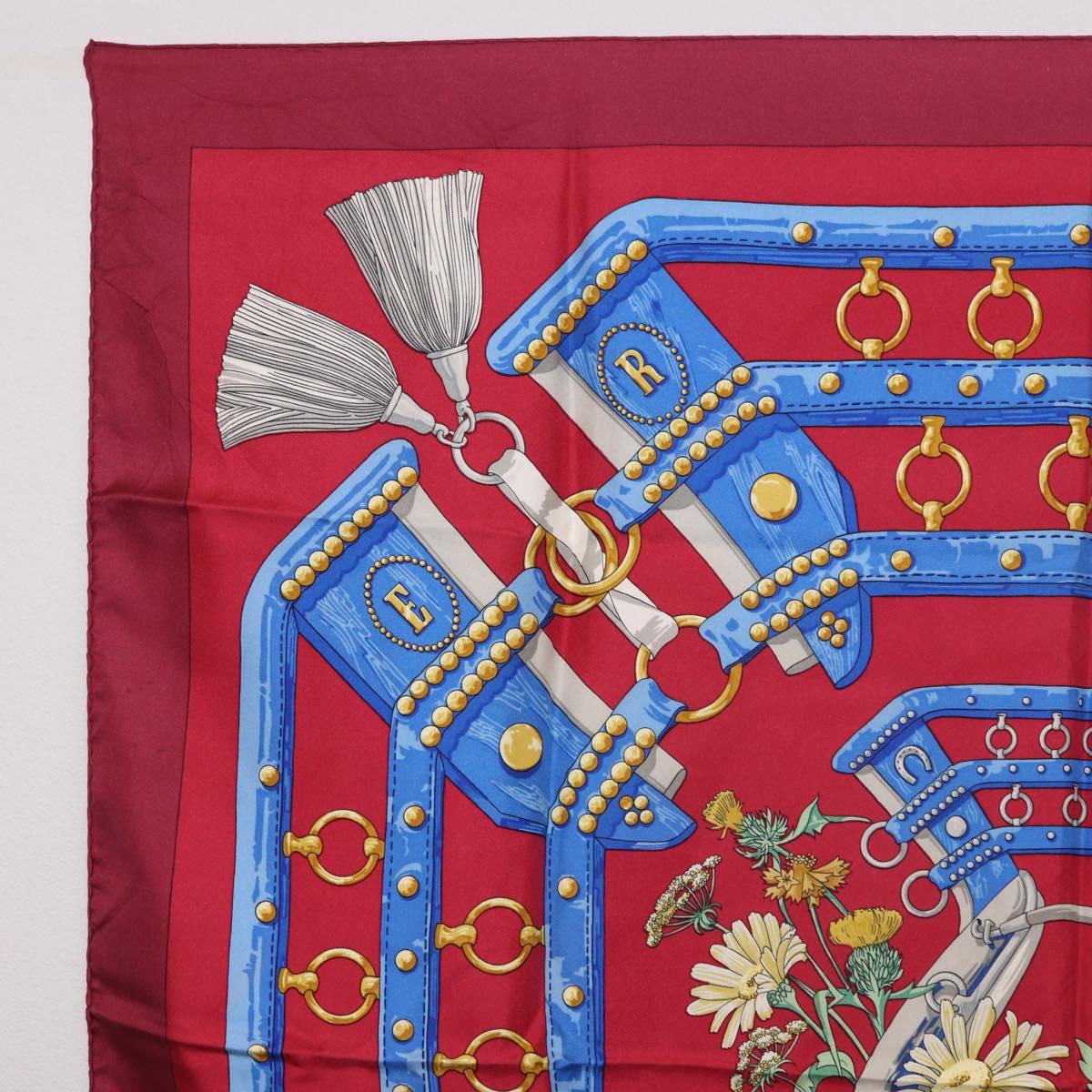 HERMES Carre 90 Scarf "aux champs" Silk Red Auth 183130 - Jerrillo image 2