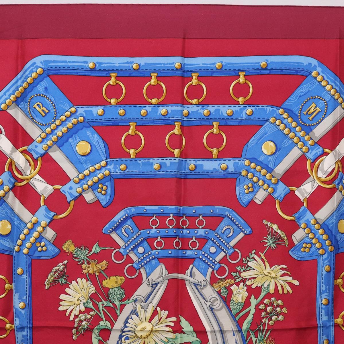 HERMES Carre 90 Scarf "aux champs" Silk Red Auth 183130 - Jerrillo image 3