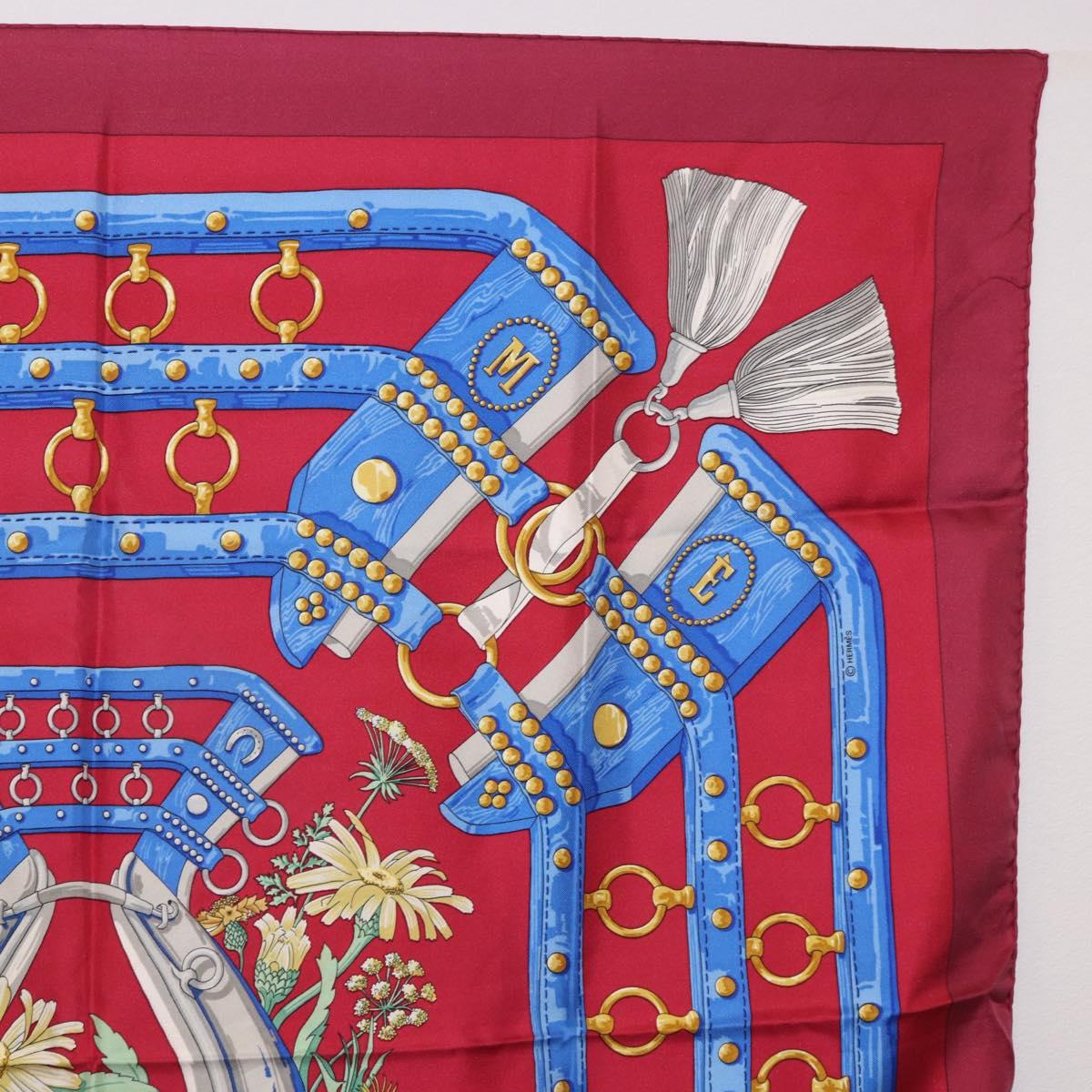 HERMES Carre 90 Scarf "aux champs" Silk Red Auth 183130 - Jerrillo image 4
