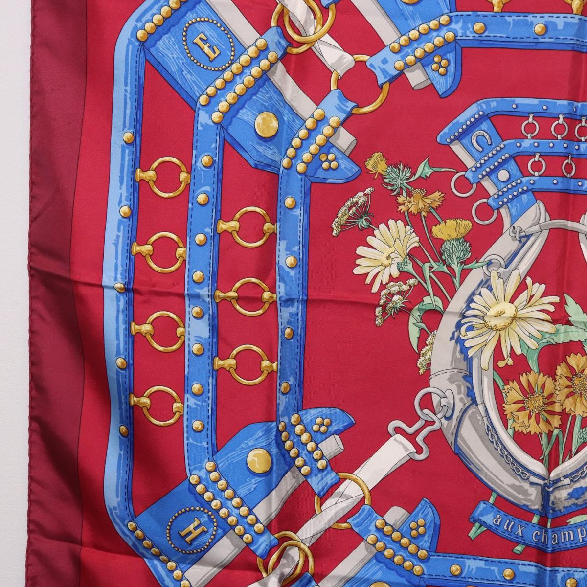 HERMES Carre 90 Scarf "aux champs" Silk Red Auth 183130 - Jerrillo image 5