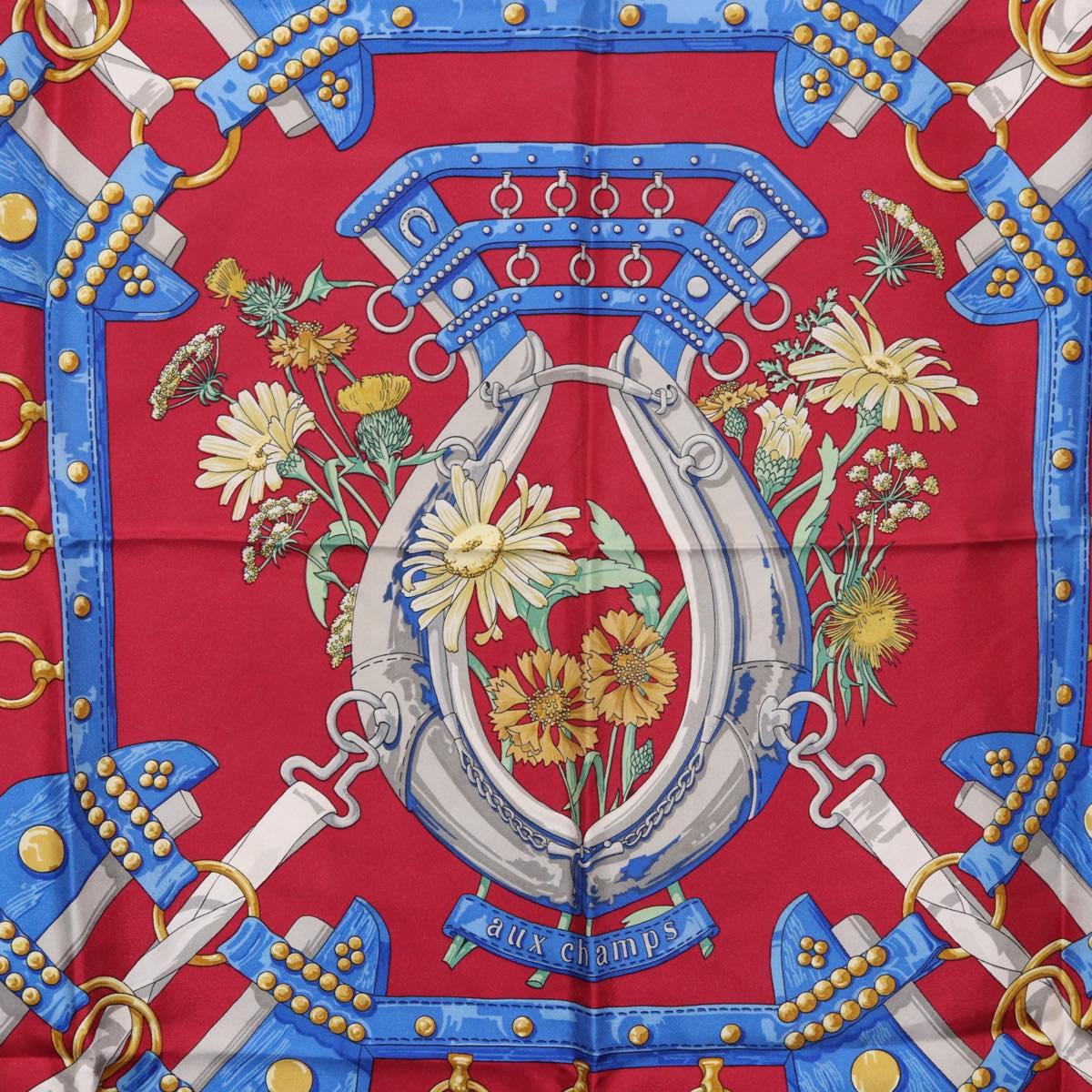 HERMES Carre 90 Scarf "aux champs" Silk Red Auth 183130 - Jerrillo image 6