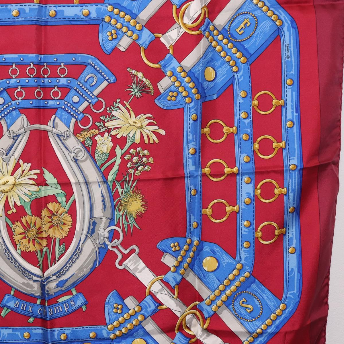 HERMES Carre 90 Scarf "aux champs" Silk Red Auth 183130 - Jerrillo image 7