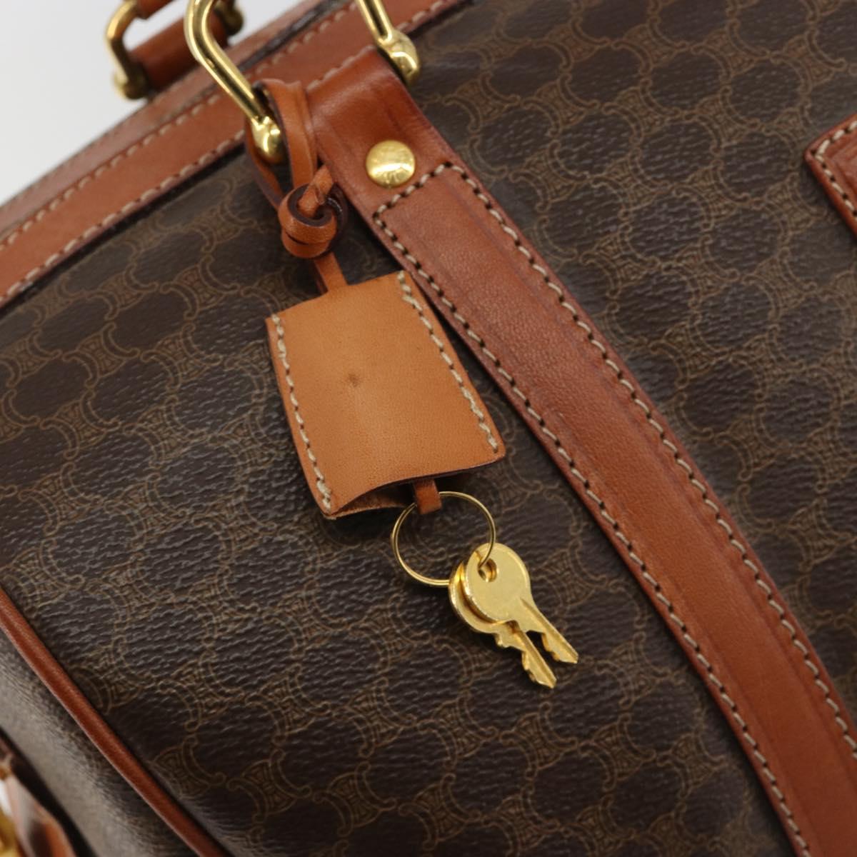 CELINE Macadam Canvas Boston Bag PVC Leather Brown Gold Auth 183294A - Jerrillo image 10
