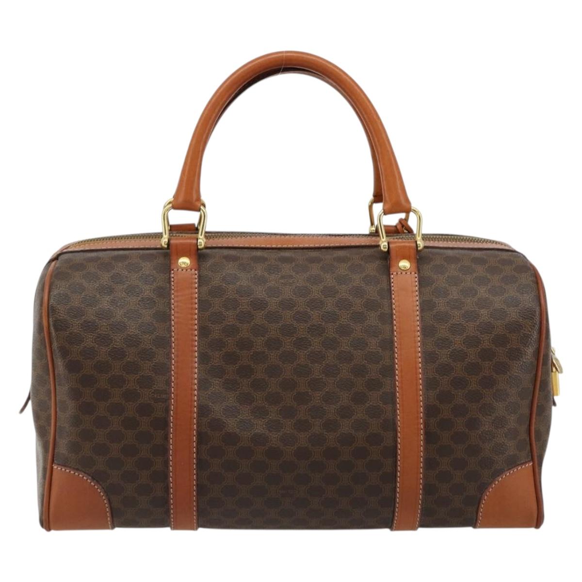 CELINE Macadam Canvas Boston Bag PVC Leather Brown Gold Auth 183294A - Jerrillo image 2