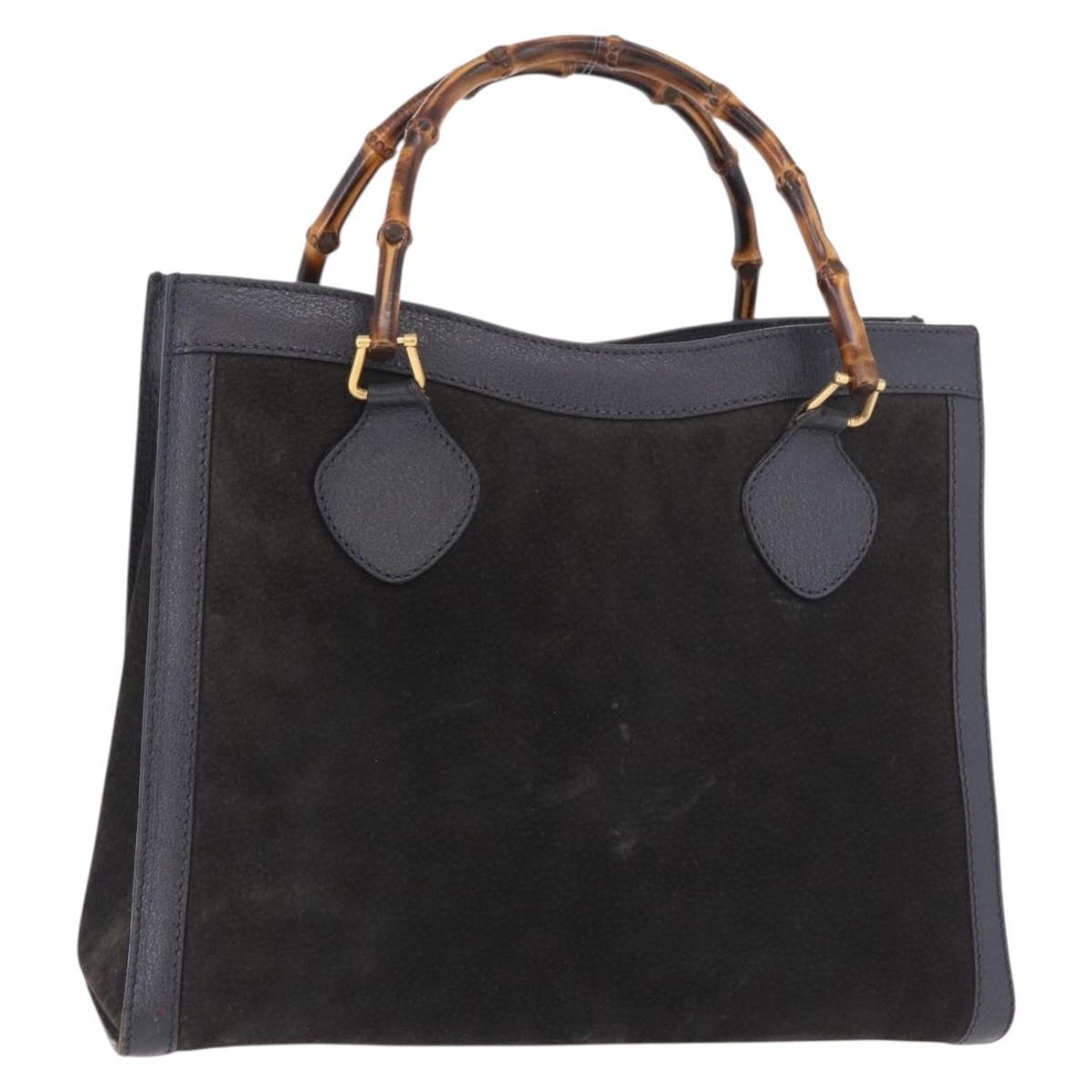 GUCCI Bamboo Tote Bag Suede Black Gold 002 2853 0260 0 Auth 183378 - Jerrillo