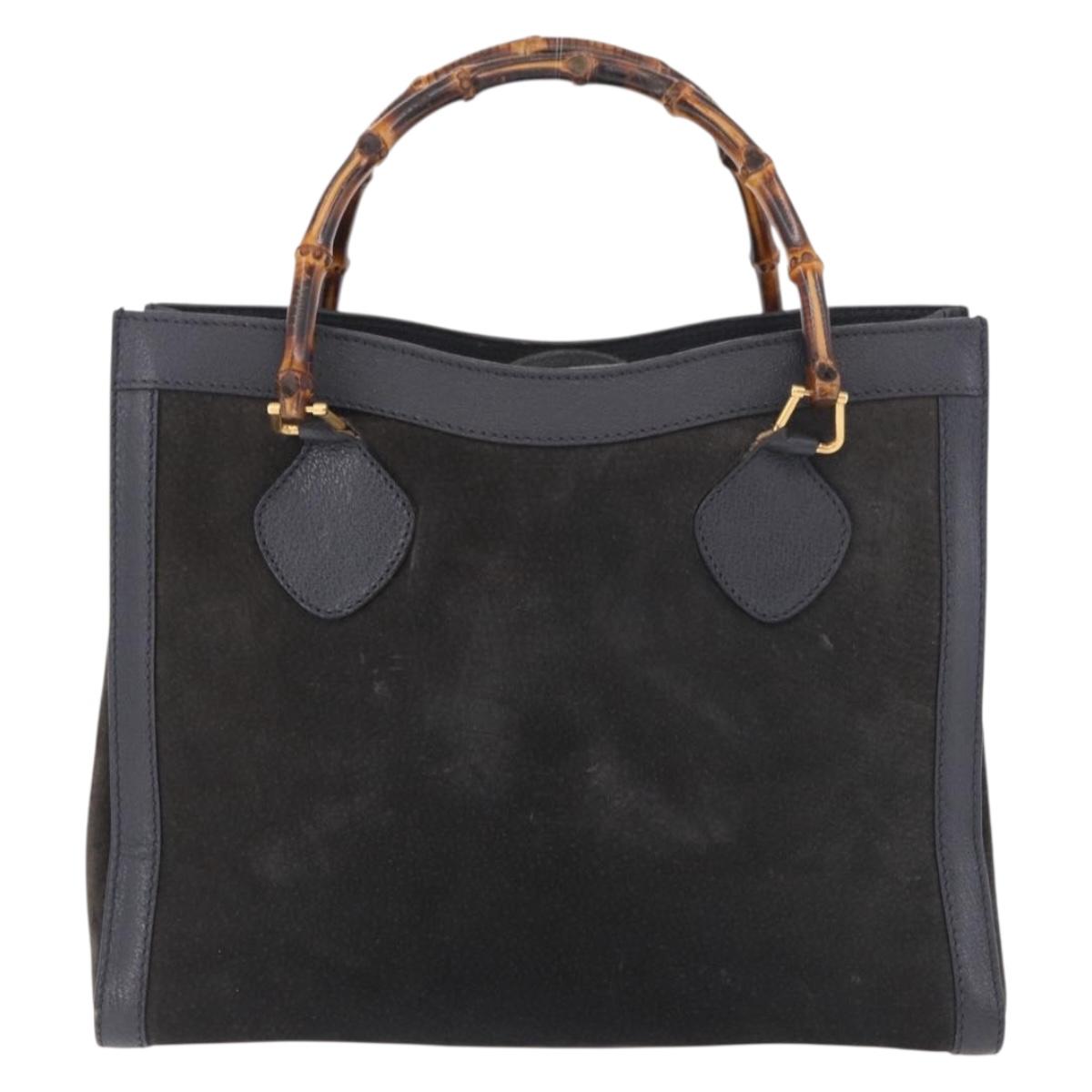 GUCCI Bamboo Tote Bag Suede Black Gold 002 2853 0260 0 Auth 183378 - Jerrillo image 2