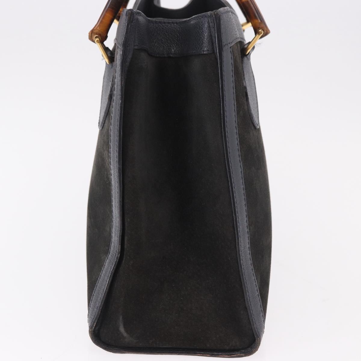 GUCCI Bamboo Tote Bag Suede Black Gold 002 2853 0260 0 Auth 183378 - Jerrillo image 5
