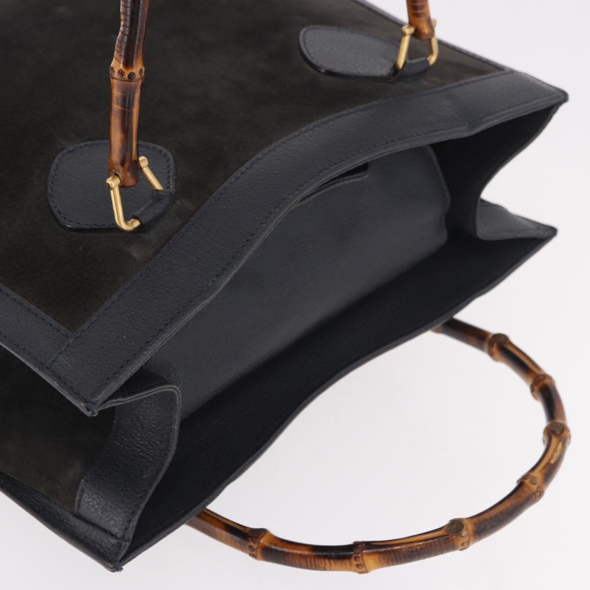GUCCI Bamboo Tote Bag Suede Black Gold 002 2853 0260 0 Auth 183378 - Jerrillo image 7