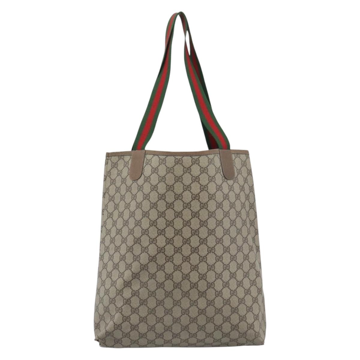 GUCCI GG Supreme Web Sherry Line Tote Bag PVC Beige Red 39 02 003 Auth 183400 - Jerrillo image 3