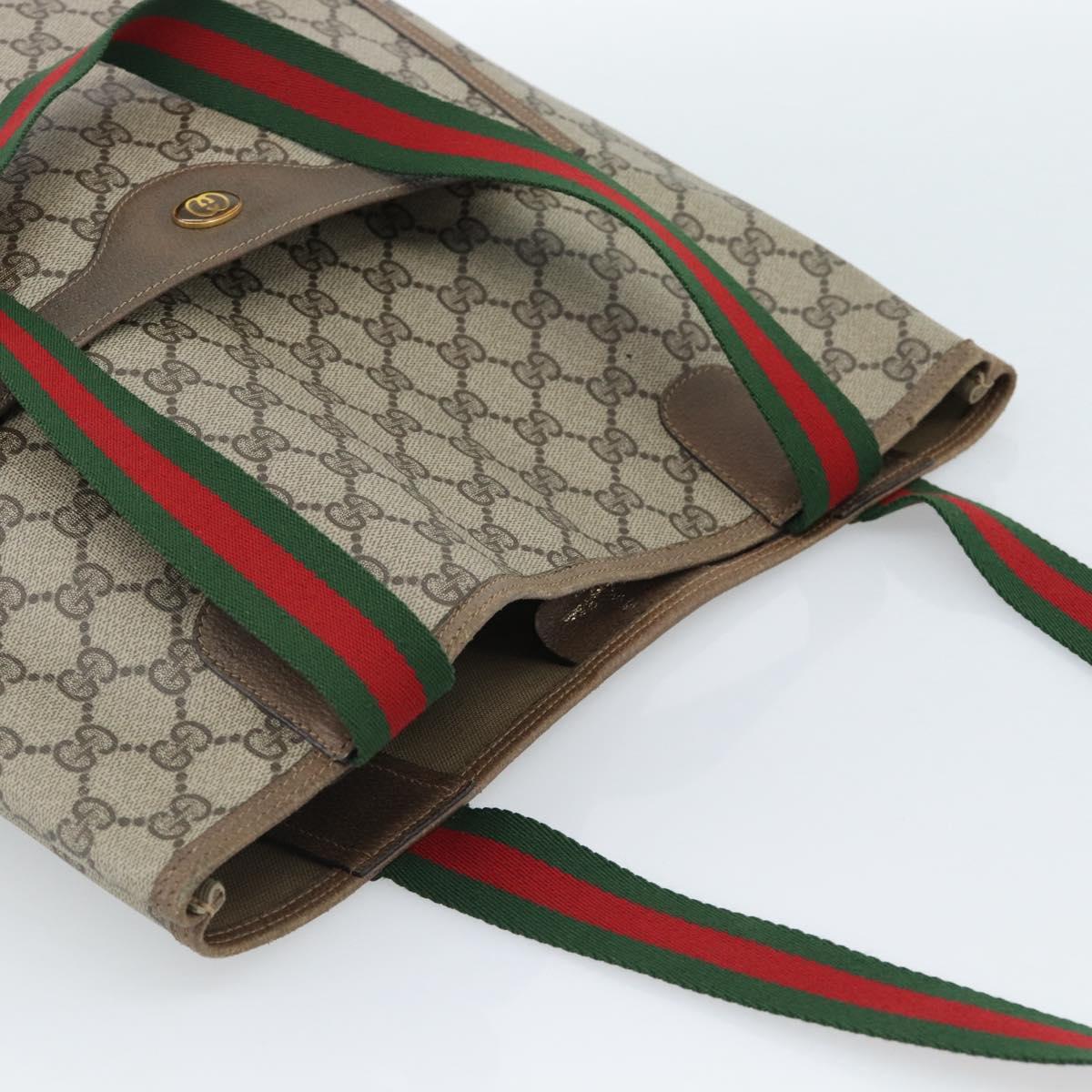 GUCCI GG Supreme Web Sherry Line Tote Bag PVC Beige Red 39 02 003 Auth 183400 - Jerrillo image 6