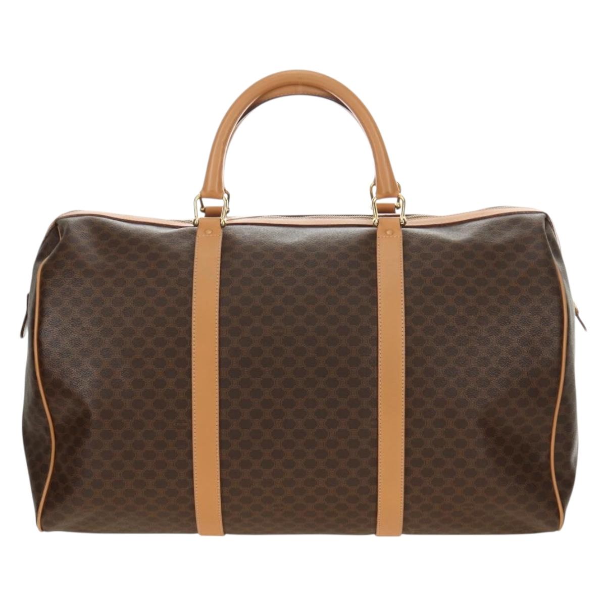 CELINE Macadam Canvas Boston Bag PVC Leather Brown Gold Auth 183419V - Jerrillo image 2