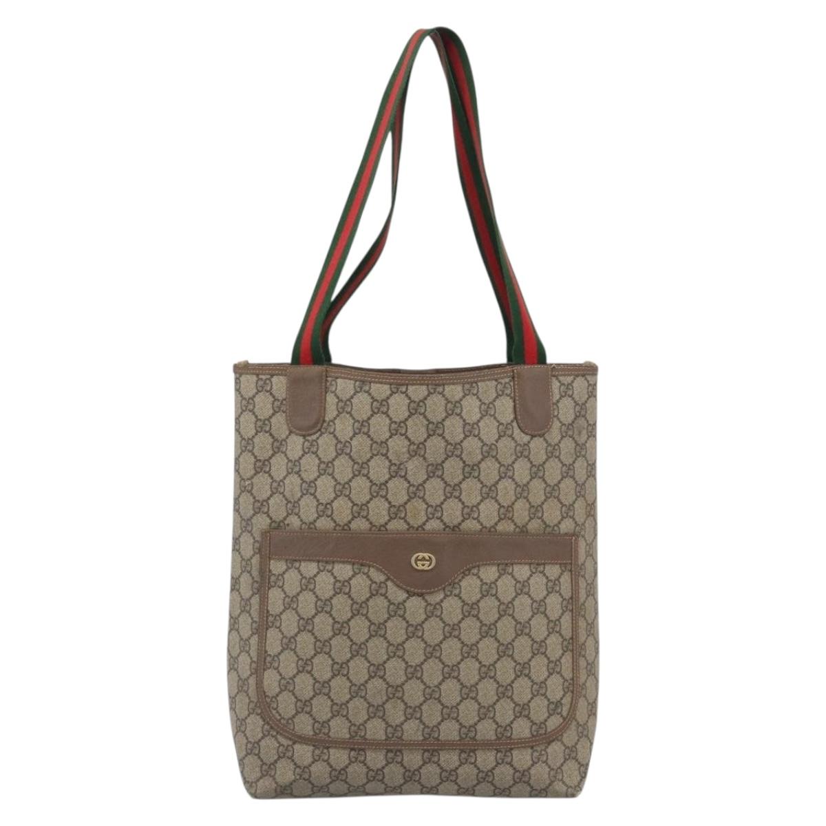 GUCCI GG Supreme Web Sherry Line Tote Bag PVC Beige Gold 002.58.6487 Auth 183720 - Jerrillo image 2