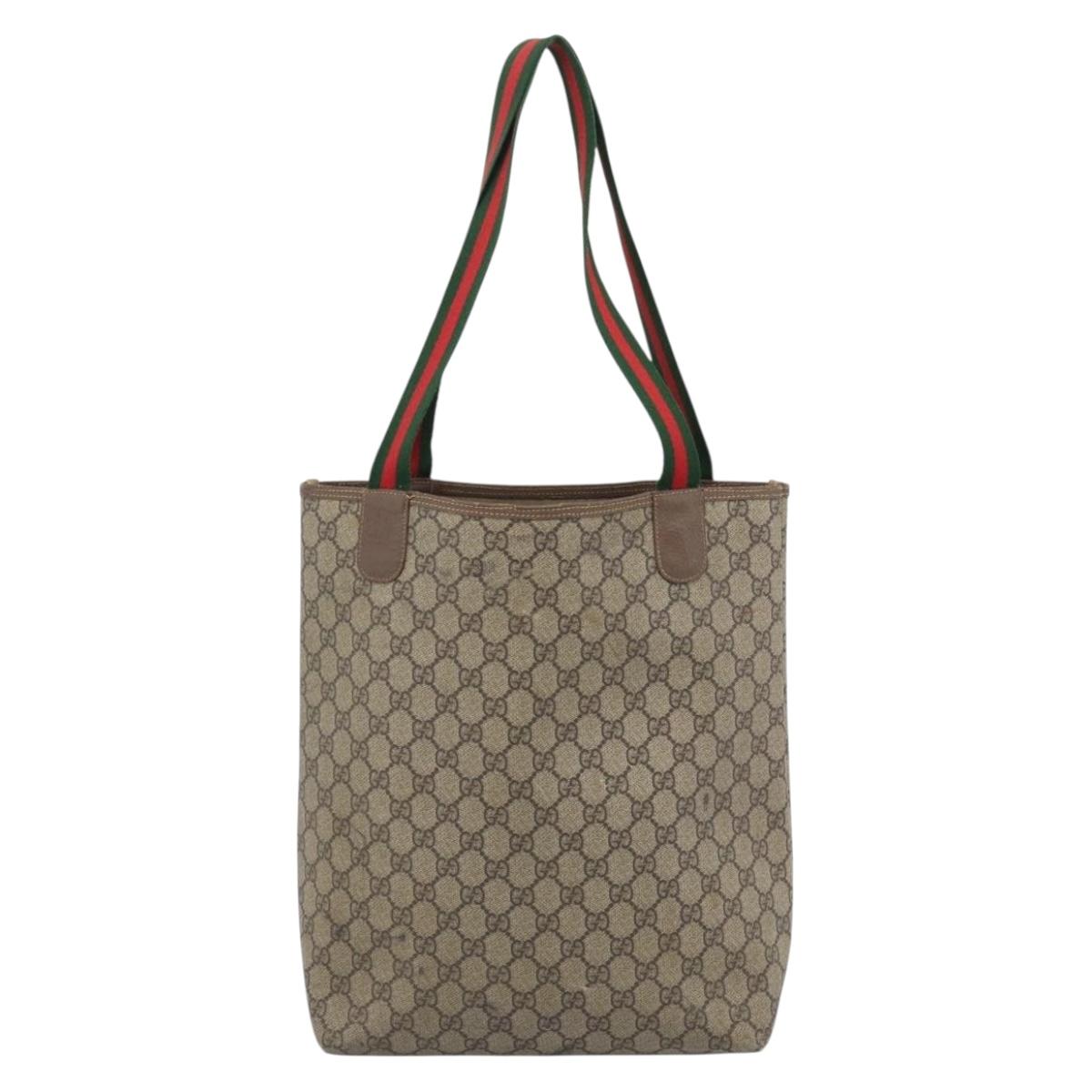 GUCCI GG Supreme Web Sherry Line Tote Bag PVC Beige Gold 002.58.6487 Auth 183720 - Jerrillo image 3
