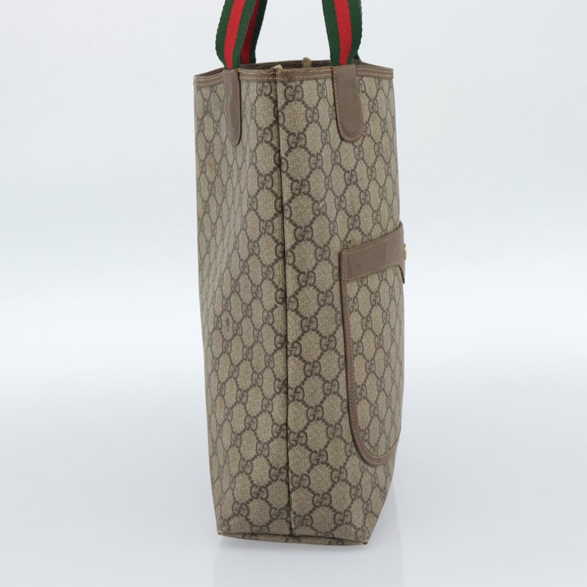 GUCCI GG Supreme Web Sherry Line Tote Bag PVC Beige Gold 002.58.6487 Auth 183720 - Jerrillo image 4