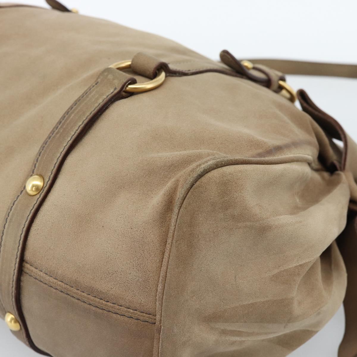 Miu Miu Hand Bag Suede 2way Beige Gold Auth 183865V - Jerrillo image 9